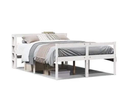 Lova Senjorams Su Galvūgaliu, Baltas, 120X190cm Pušies Masyvas