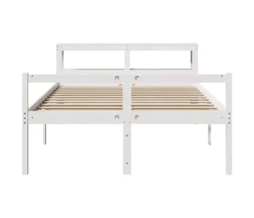 Lova Senjorams Su Galvūgaliu, Baltas, 120X190cm Pušies Masyvas