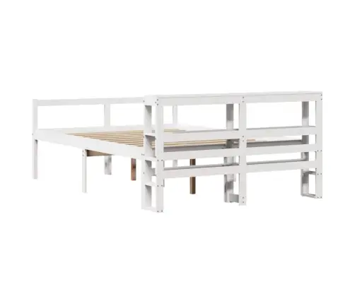 Gulta Ar Galvgali Senioriem, Balts, 140X190 Cm, Priedes Koks Vidaxl