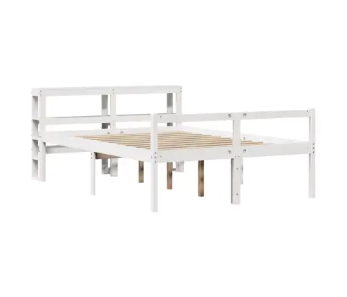 Vanemate Inimeste Voodiraam Peatsiga, Valge, 120X200Cm Täispuit