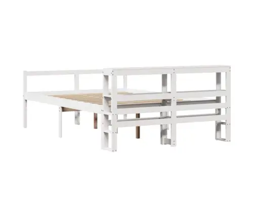 Vanemate Inimeste Voodiraam Peatsiga, Valge, 120X200Cm Täispuit