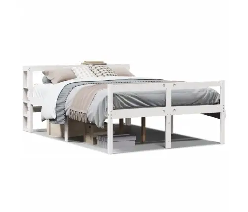 Lova Senjorams Su Galvūgaliu, Balta, 150X200 cm Pušies Mediena