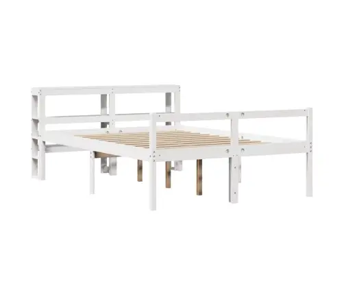 Vanemate Inimeste Voodiraam Peatsiga, Valge, 160X200Cm Täispuit