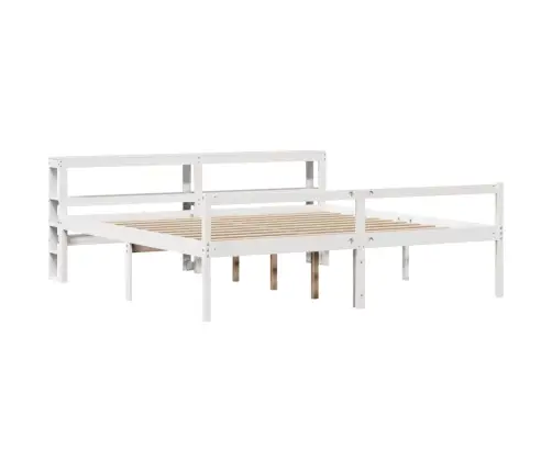 Vanemate Inimeste Voodiraam Peatsiga, Valge, 180X200Cm Täispuit