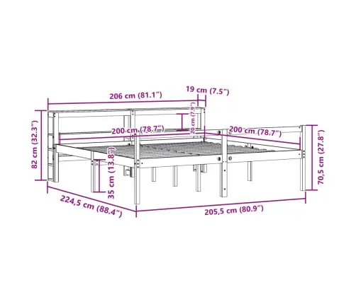 Lova Senjorams Su Galvūgaliu, Baltas, 200X200 cm Mediena