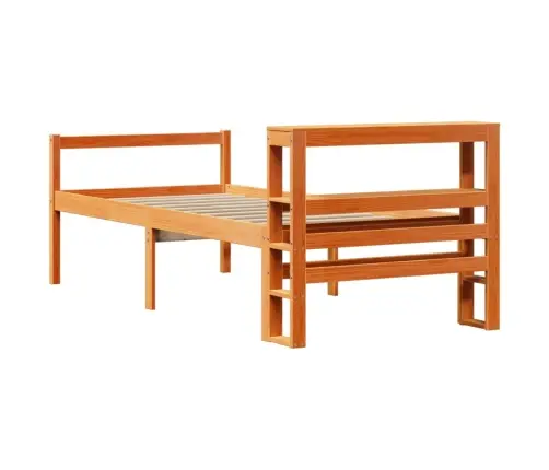 Gultas Rāmis Ar Galvgali, Vaska Brūnas, 90X200 Cm, Priede Vidaxl