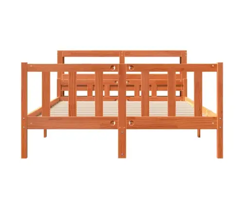 Gultas Rāmis Ar Galvgali, Vaska Brūnas, 150X200 Cm, Priede Vidaxl