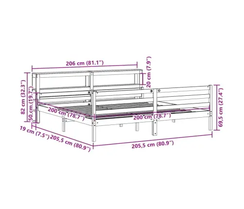 Lovos Rėmas Su Galvūgaliu Be Čiužinio, Baltas, 200X200Cm