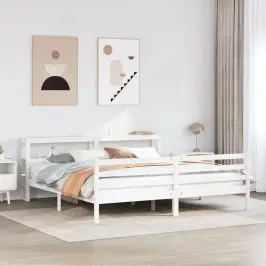 Lovos Rėmas Su Galvūgaliu Be Čiužinio, Baltas, 200X200Cm