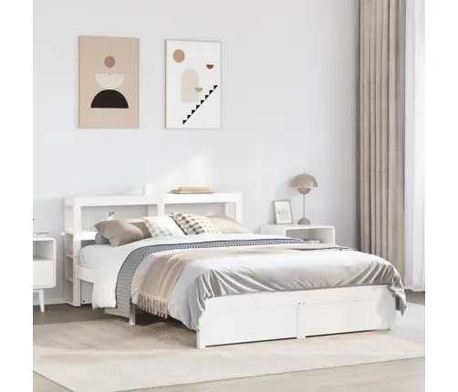 Gultas Rāmis Ar Galvgali Bez Matrača, Balts, 140X190 Cm Vidaxl