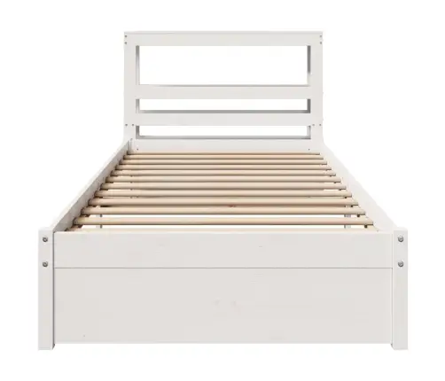 Gultas Rāmis Ar Galvgali Bez Matrača, Balts, 90X200 Cm Vidaxl