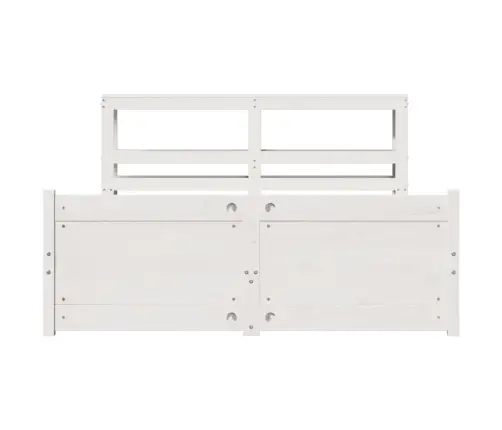 Gultas Rāmis Ar Galvgali, Balts, 135X190 Cm, Priedes Masīvkoks Vidaxl