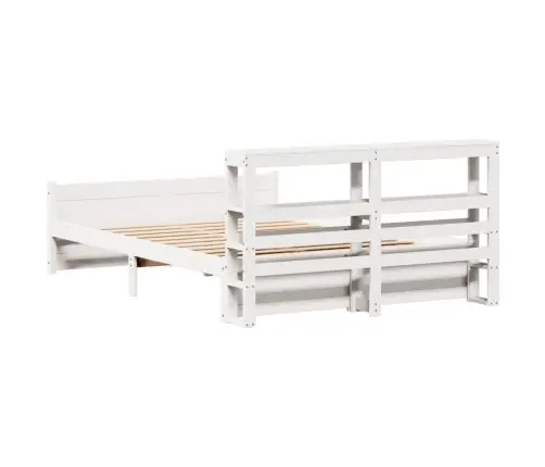 Gultas Rāmis Ar Galvgali Bez Matrača, Balts, 140X190 Cm Vidaxl