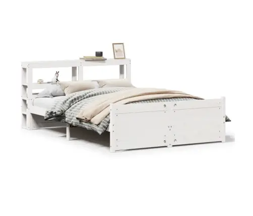 Voodiraam Peatsiga, Valge, 150 X 200 cm Männipuit