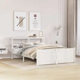Voodiraam Peatsiga Ilma Madratsita Valge 160X200 Cm