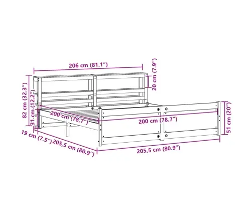 Gultas Rāmis Ar Galvgali Bez Matrača, Balts, 200X200 Cm Vidaxl