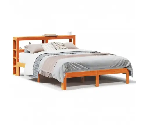 Gulta Bez Matrača, Vaska Brūnas, 140X190 Cm, Priedes Masīvkoks Vidaxl