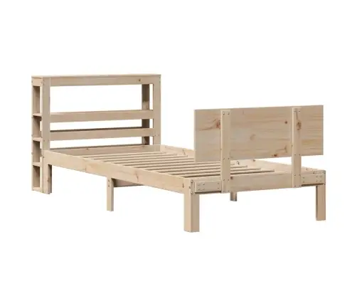 Gultas Rāmis Ar Galvgali, 90X190 Cm, Priedes Masīvkoks Vidaxl