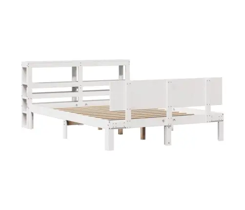 Gultas Rāmis Ar Galvgali, Balts, 120X190 Cm, Priedes Masīvkoks Vidaxl