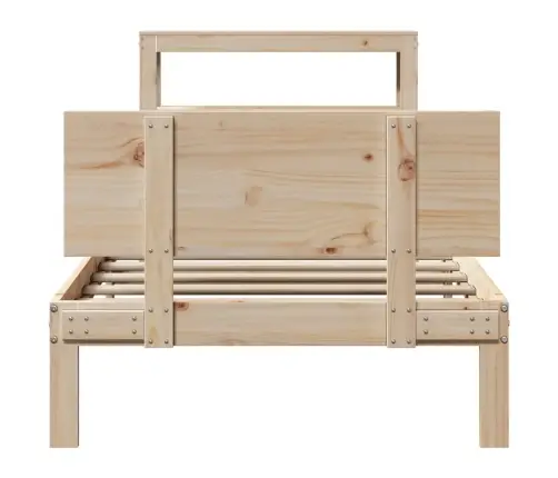 Voodiraam Peatsiga, Valge, 90 X 200 cm Männipuit