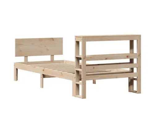 Voodiraam Peatsiga, Valge, 90 X 200 cm Männipuit