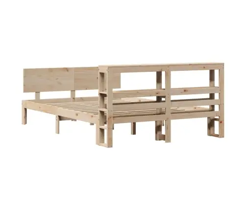 Gultas Rāmis Ar Galvgali, 150X200 Cm, Priedes Masīvkoks Vidaxl