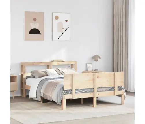 Gultas Rāmis Ar Galvgali, 150X200 Cm, Priedes Masīvkoks Vidaxl