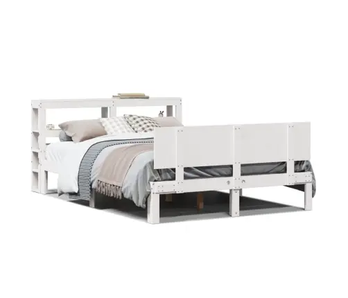 Voodiraam Peatsiga, Valge, 150 X 200 cm Männipuit