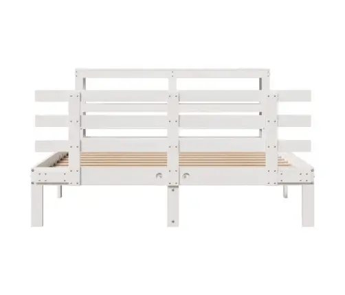 Gultas Rāmis Ar Galvgali, Balts, 120X190 Cm, Priedes Masīvkoks Vidaxl