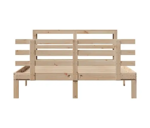 Gultas Rāmis Ar Galvgali, 140X190 Cm, Priedes Masīvkoks Vidaxl