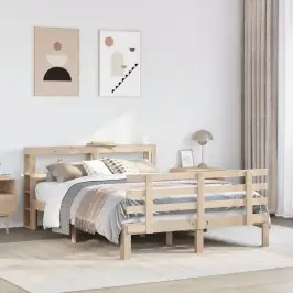 Gultas Rāmis Ar Galvgali, 140X190 Cm, Priedes Masīvkoks Vidaxl