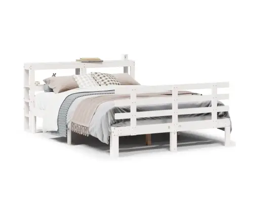 Gultas Rāmis Ar Galvgali Bez Matrača, Balts, 140X190 Cm Vidaxl