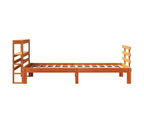 Gultas Rāmis Ar Galvgali, Vaska Brūnas, 75X190 Cm, Priede Vidaxl