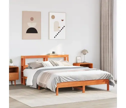 Gulta Bez Matrača, Vaska Brūnas, 150X200 Cm, Priedes Masīvkoks Vidaxl