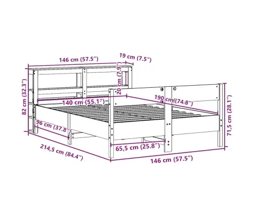 Lovos Rėmas Be Čiužinio, Vaško Ruda, 140X190cm Pušis