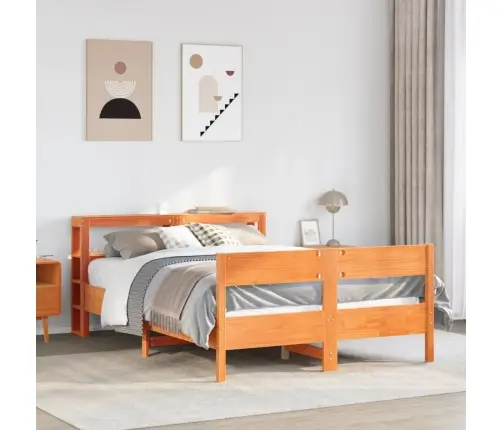 Voodiraam Ilma Madratsita, Vahapruun, 135 X 190 cm Männipuit