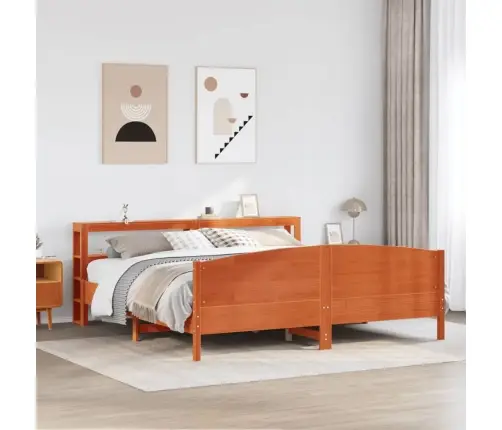 Gulta Bez Matrača, Vaska Brūnas, 180X200 Cm, Priedes Masīvkoks Vidaxl