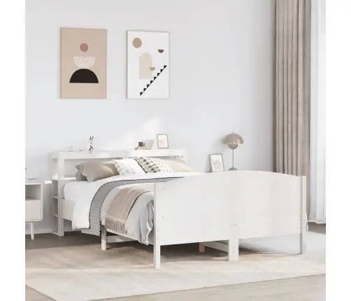 Gulta Bez Matrača, Balts, 140X190 Cm, Priedes Masīvkoks Vidaxl