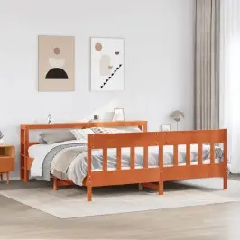 Gulta Bez Matrača, Vaska Brūnas, 200X200 Cm, Priedes Masīvkoks Vidaxl Gulta Bez Matrača, Vaska Brūnas, 200X200 Cm, Priedes Masīvkoks Vidaxl