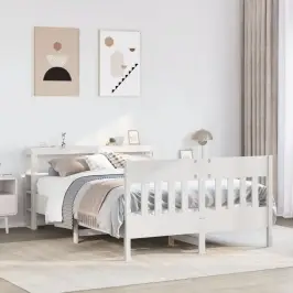 Gulta Bez Matrača, Balts, 140X200 Cm, Priedes Masīvkoks Vidaxl