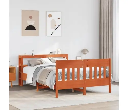 Gulta Bez Matrača, Vaska Brūnas, 140X200 Cm, Priedes Masīvkoks Vidaxl