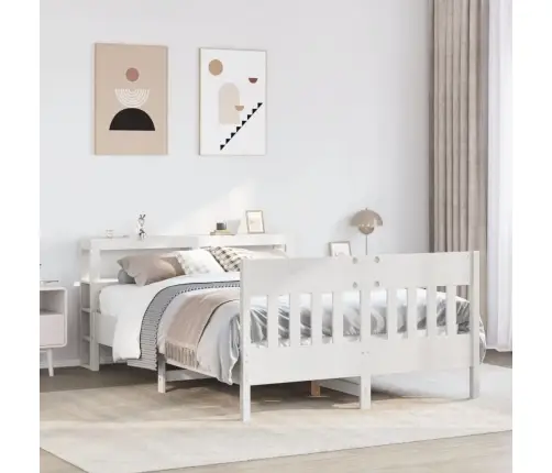 Gulta Bez Matrača, Balta, 120X200 Cm, Priedes Masīvkoks Vidaxl