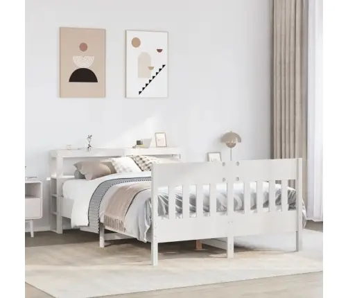 Gulta Bez Matrača, Balts, 135X190 Cm, Priedes Masīvkoks Vidaxl