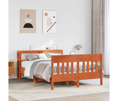 Gulta Bez Matrača, Vaska Brūnas, 135X190 Cm, Priedes Masīvkoks Vidaxl