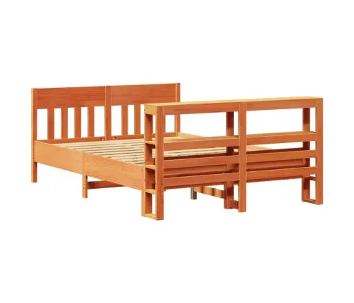 Gulta Bez Matrača, Vaska Brūnas, 135X190 Cm, Priedes Masīvkoks Vidaxl