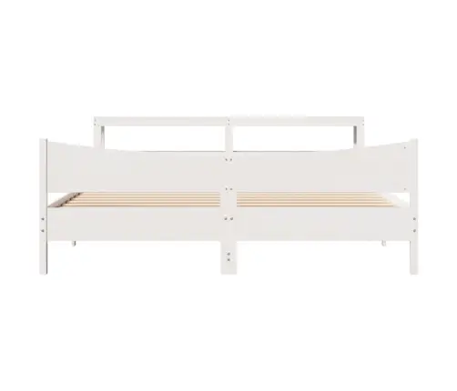 Voodiraam Peatsiga, Valge, 200 X 200 cm Männipuit