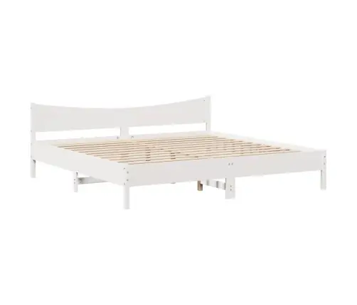 Voodiraam Peatsiga, Valge, 200 X 200 cm Männipuit