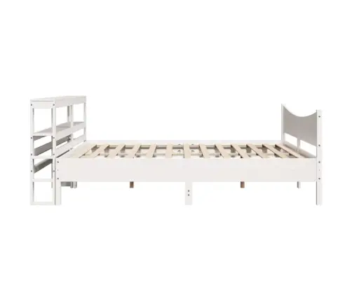 Voodiraam Peatsiga, Valge, 200 X 200 cm Männipuit