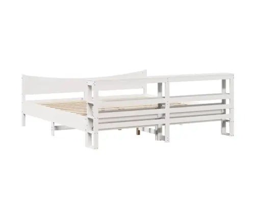 Voodiraam Peatsiga, Valge, 180 X 200 cm Männipuit