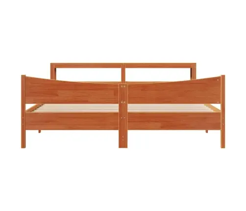 Gultas Rāmis Ar Galvgali, Vaska Brūnas, 180X200 Cm, Priede Vidaxl